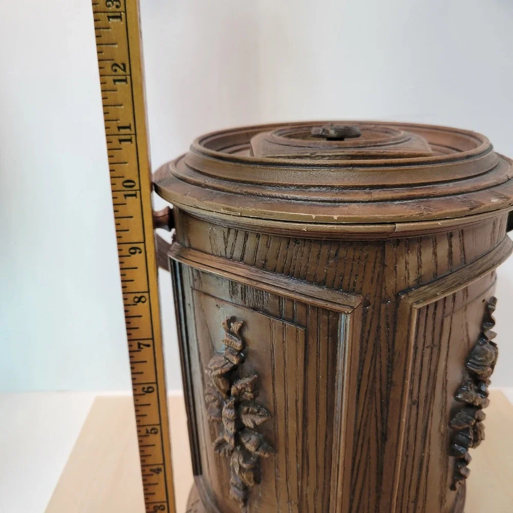 Vintage Owens‎ Corning Ice Bucket Faux Wood Barrel Style Insulated Container